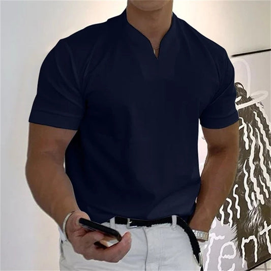 Camiseta de manga corta para hombre, estilo caballero de negocios