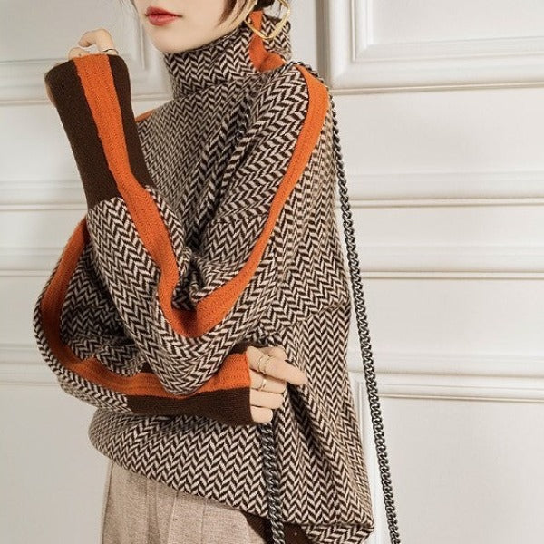 Clémence - Jersey de cuello alto con rayas en contraste