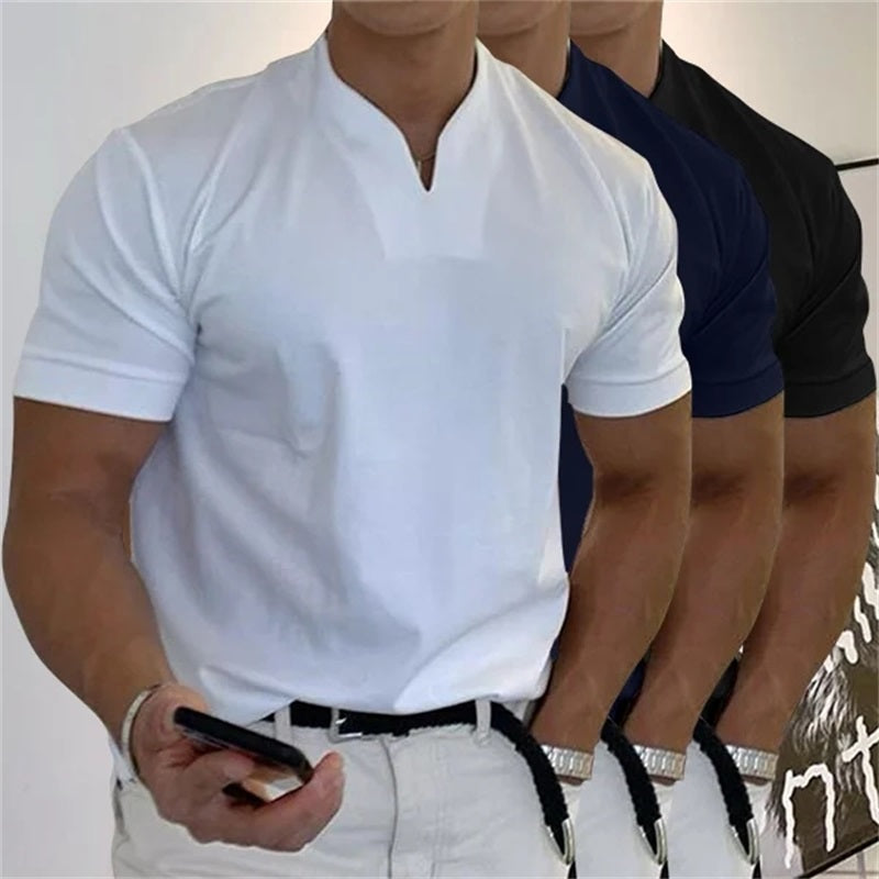Camiseta de manga corta para hombre, estilo caballero de negocios