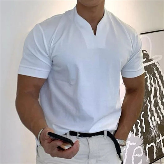 Camiseta de manga corta para hombre, estilo caballero de negocios
