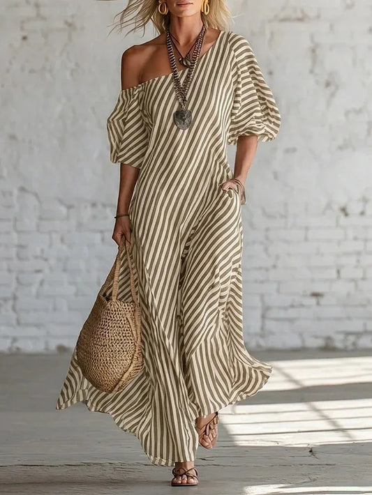 Vestidos Maxi Elegantes de Verano con Estampado a Rayas